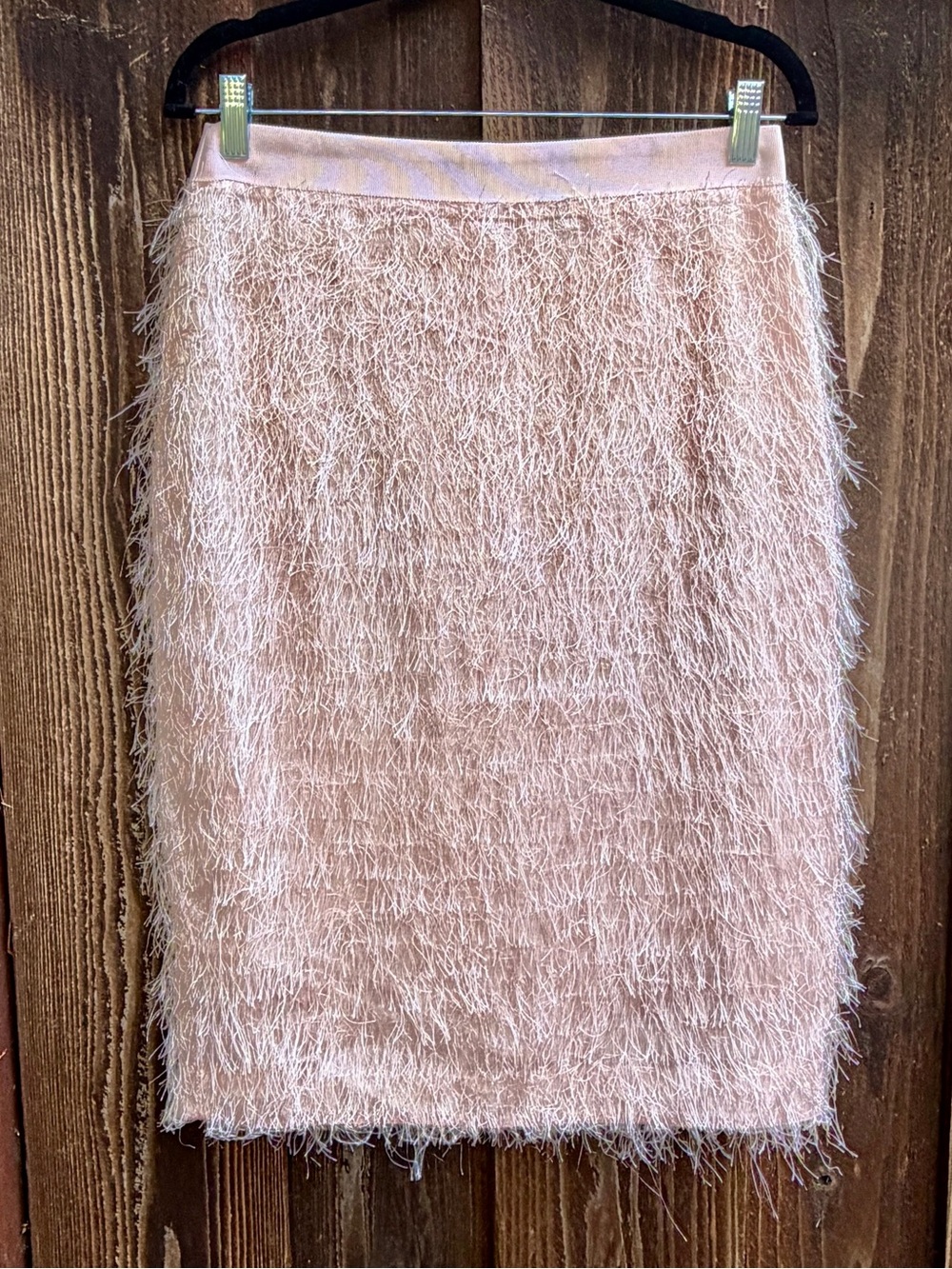 Banana Republic Eyelash Fringe Pencil Skirt Blush Textured Holiday Party